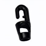 Schwarzer Kunststoffhaken für 6‑mm Expanderseile – robuster Haken zur sicheren Befestigung von Rundgummi-Systemen, Deuser Systems.