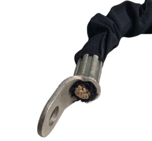 Konfektioniertes Spanngummi mit Dehnbegrenzer und Kabelschuhen